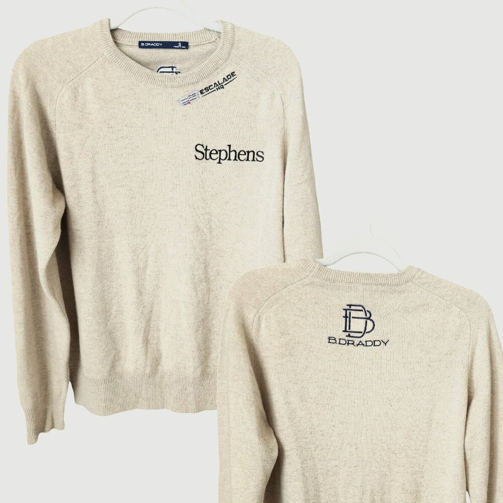 B. Draddy‎ 007 Cashmere Crewneck Sweater Pullover Men's Small Stevens Park Golf